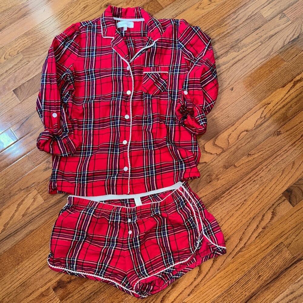 Victoria’s Secret Red Plaid Pom Pajama Set Size L